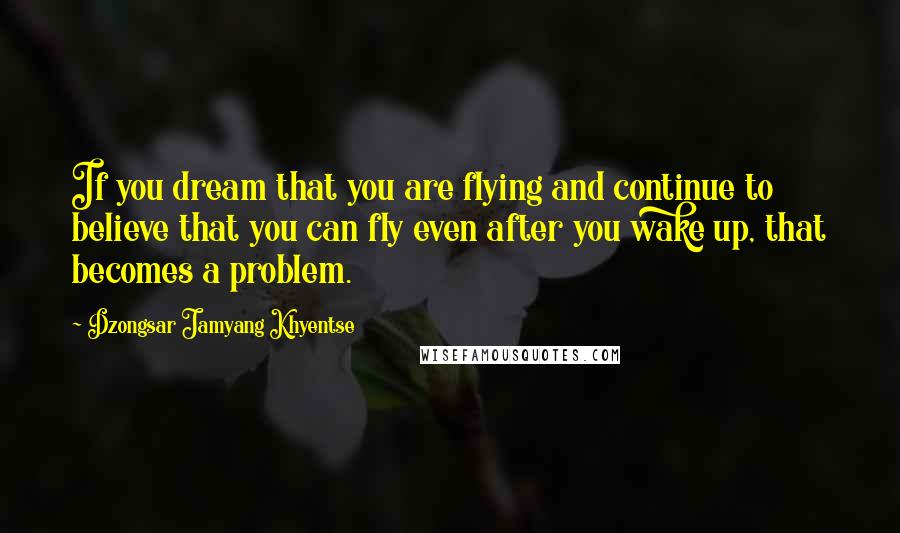 Dzongsar Jamyang Khyentse Quotes: If you dream that you are flying and continue to believe that you can fly even after you wake up, that becomes a problem.