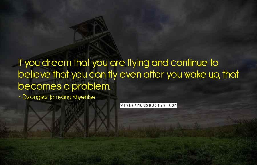 Dzongsar Jamyang Khyentse Quotes: If you dream that you are flying and continue to believe that you can fly even after you wake up, that becomes a problem.