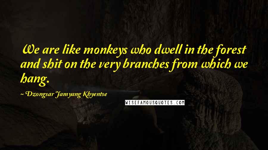 Dzongsar Jamyang Khyentse Quotes: We are like monkeys who dwell in the forest and shit on the very branches from which we hang.