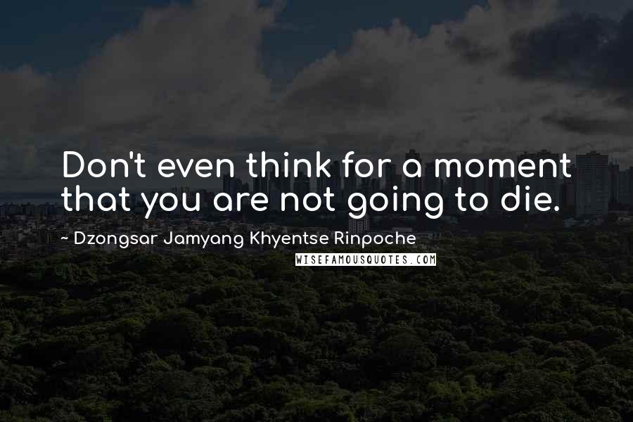 Dzongsar Jamyang Khyentse Rinpoche Quotes: Don't even think for a moment that you are not going to die.