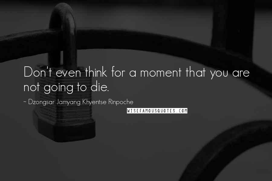 Dzongsar Jamyang Khyentse Rinpoche Quotes: Don't even think for a moment that you are not going to die.