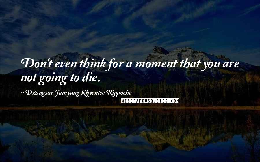 Dzongsar Jamyang Khyentse Rinpoche Quotes: Don't even think for a moment that you are not going to die.