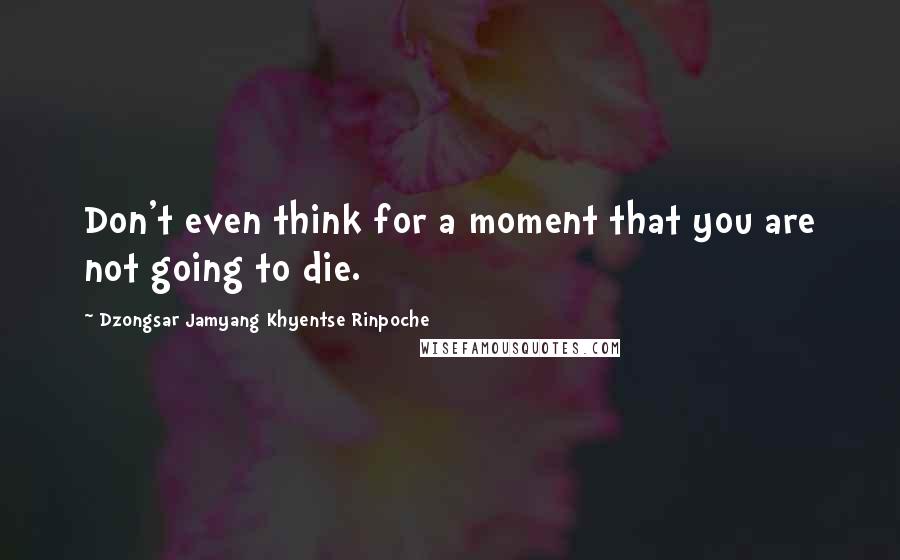 Dzongsar Jamyang Khyentse Rinpoche Quotes: Don't even think for a moment that you are not going to die.