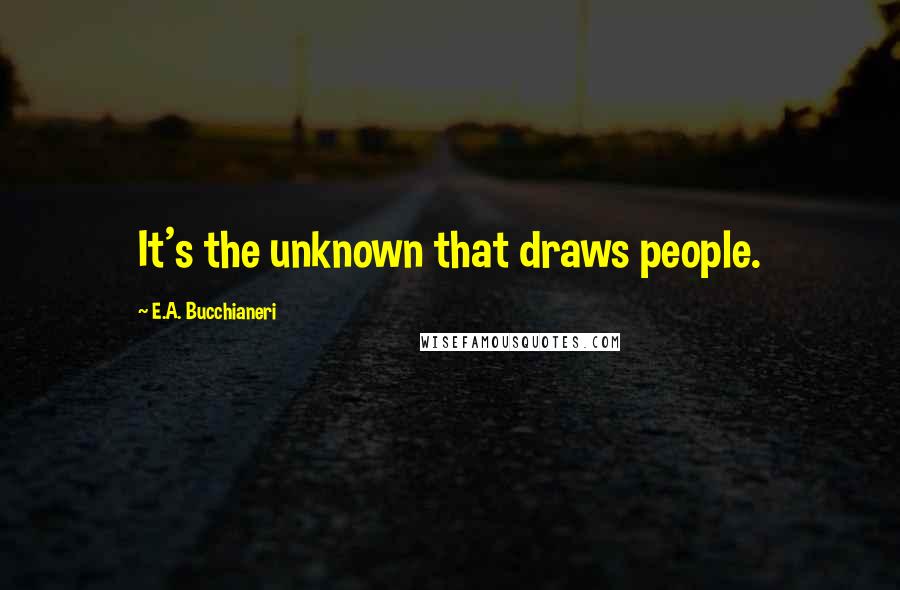 E.A. Bucchianeri Quotes: It's the unknown that draws people.