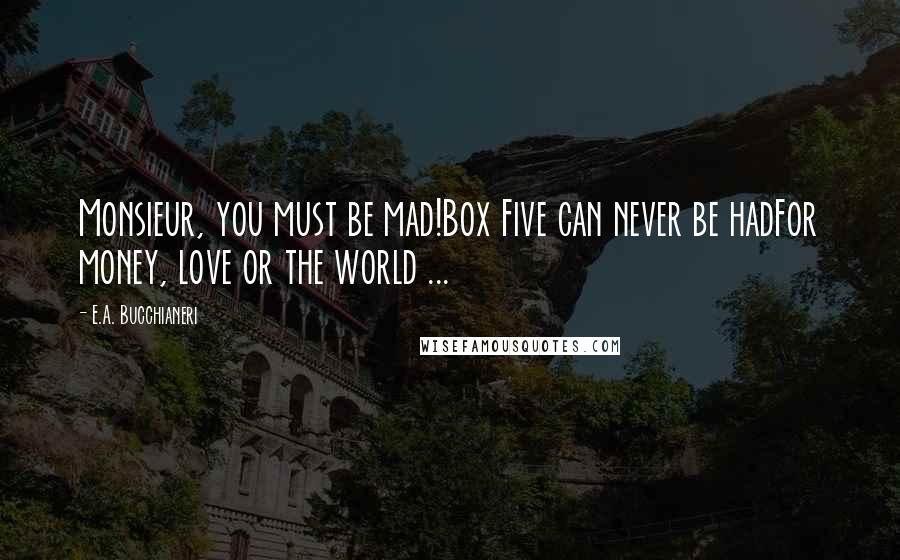 E.A. Bucchianeri Quotes: Monsieur, you must be mad!Box Five can never be hadFor money, love or the world ...