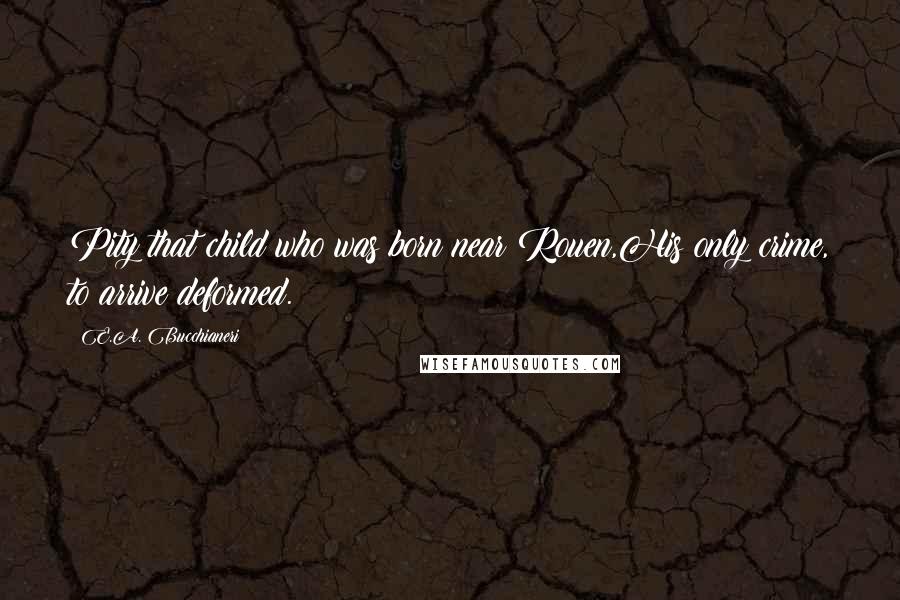 E.A. Bucchianeri Quotes: Pity that child who was born near Rouen,His only crime, to arrive deformed.