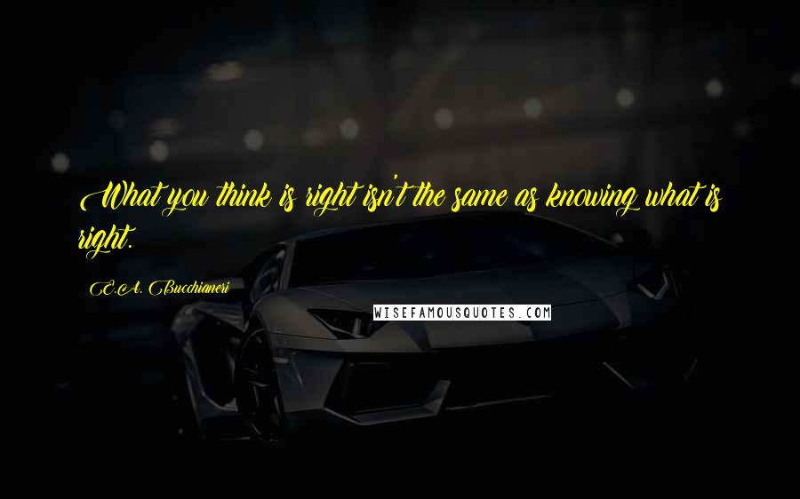 E.A. Bucchianeri Quotes: What you think is right isn't the same as knowing what is right.