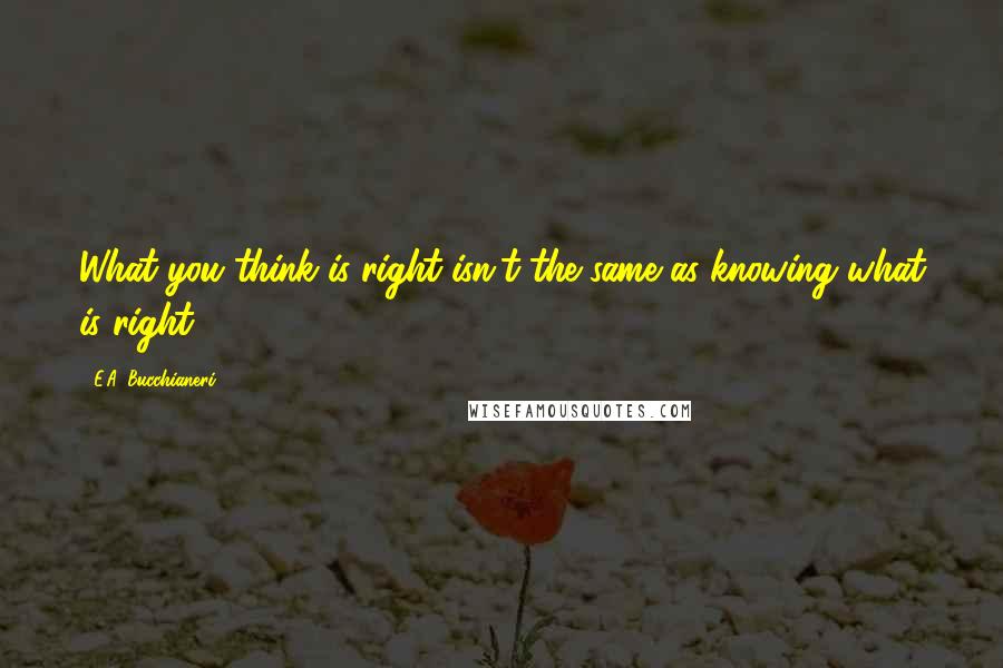 E.A. Bucchianeri Quotes: What you think is right isn't the same as knowing what is right.