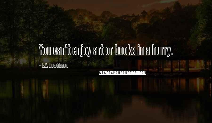 E.A. Bucchianeri Quotes: You can't enjoy art or books in a hurry.