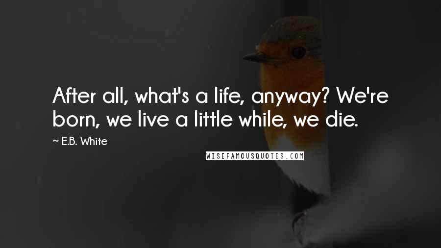 E.B. White Quotes: After all, what's a life, anyway? We're born, we live a little while, we die.