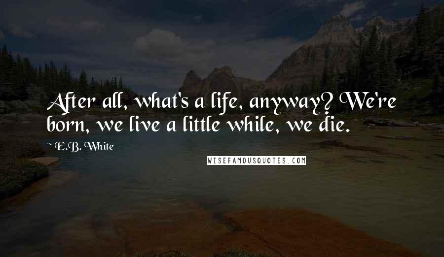 E.B. White Quotes: After all, what's a life, anyway? We're born, we live a little while, we die.