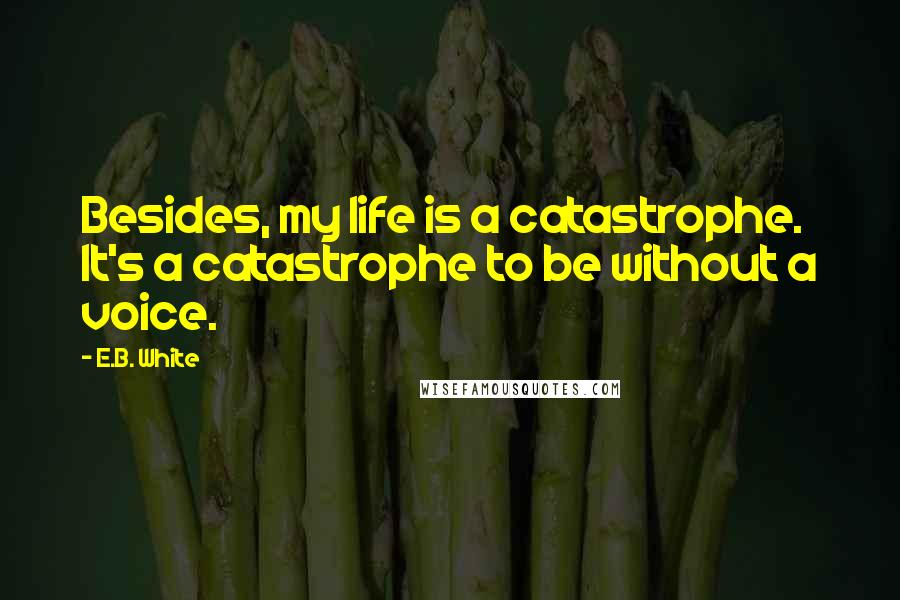 E.B. White Quotes: Besides, my life is a catastrophe. It's a catastrophe to be without a voice.