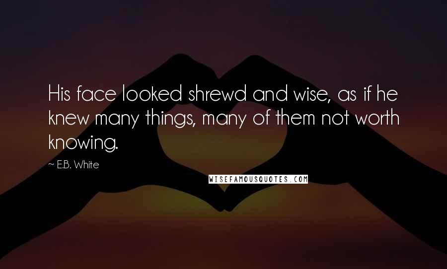 E.B. White Quotes: His face looked shrewd and wise, as if he knew many things, many of them not worth knowing.