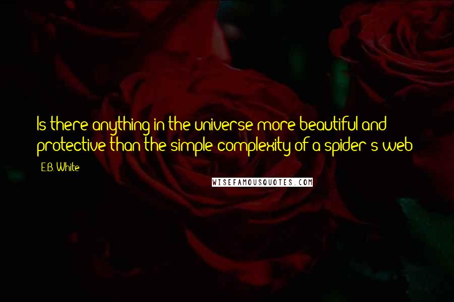 E.B. White Quotes: Is there anything in the universe more beautiful and protective than the simple complexity of a spider's web?