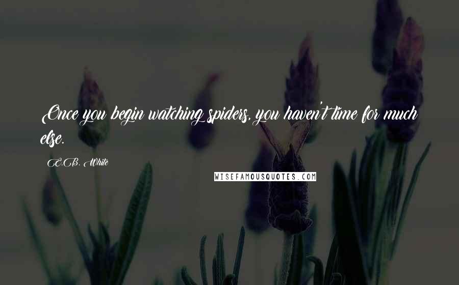 E.B. White Quotes: Once you begin watching spiders, you haven't time for much else.