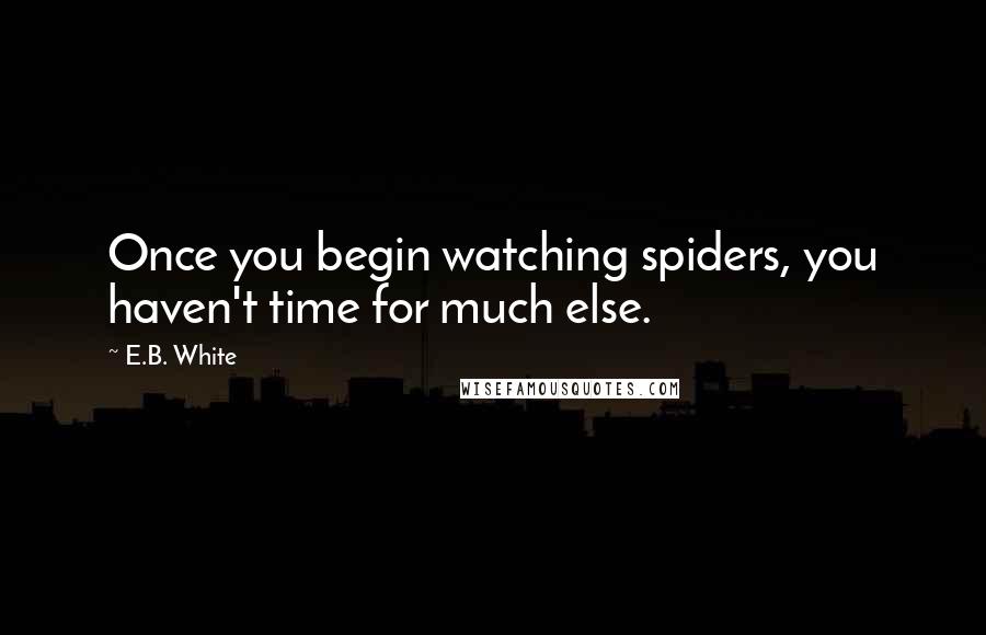 E.B. White Quotes: Once you begin watching spiders, you haven't time for much else.