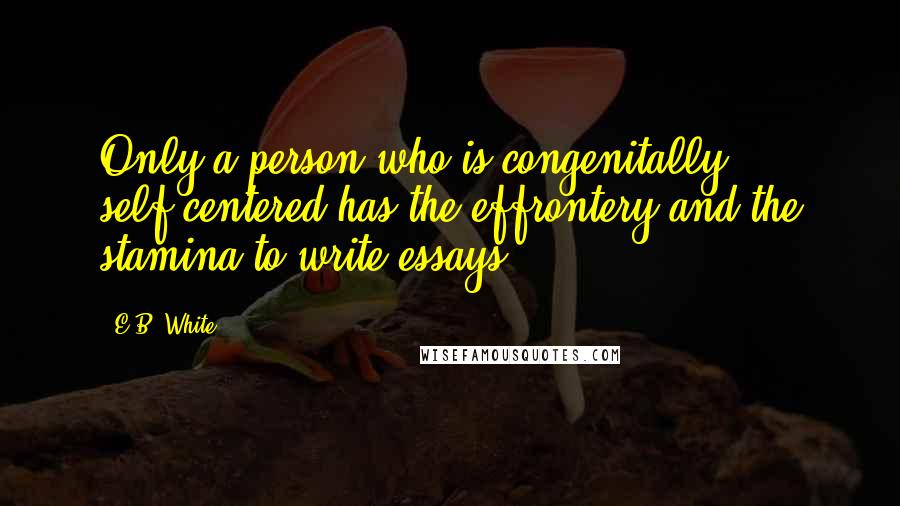 E.B. White Quotes: Only a person who is congenitally self-centered has the effrontery and the stamina to write essays.