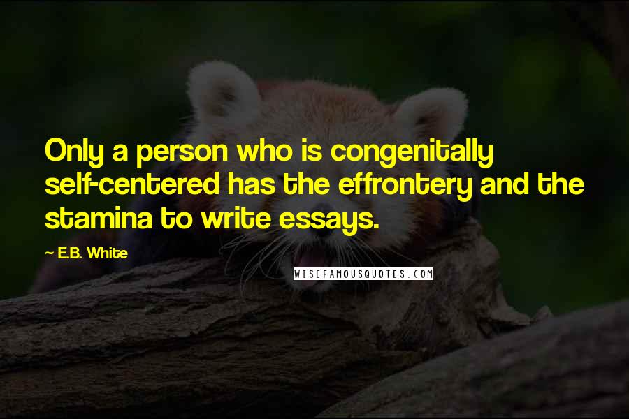 E.B. White Quotes: Only a person who is congenitally self-centered has the effrontery and the stamina to write essays.