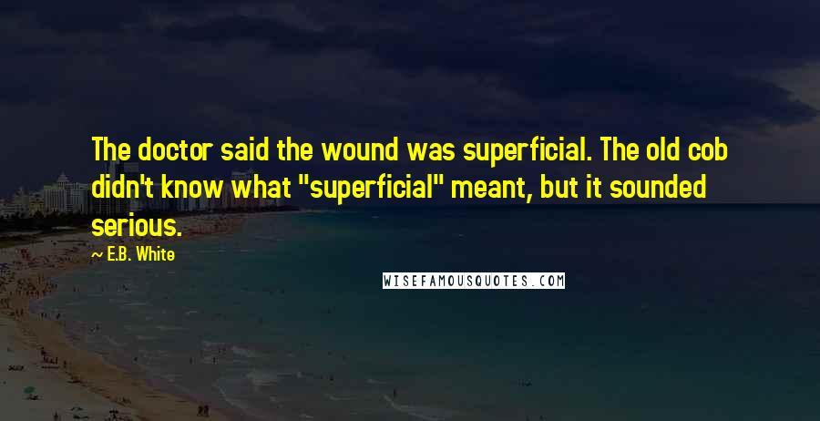 E.B. White Quotes: The doctor said the wound was superficial. The old cob didn't know what "superficial" meant, but it sounded serious.