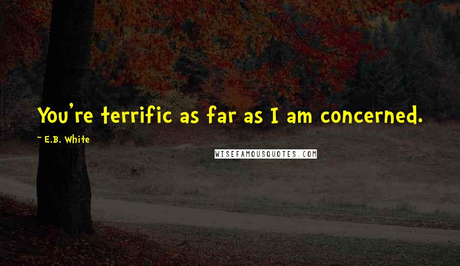 E.B. White Quotes: You're terrific as far as I am concerned.