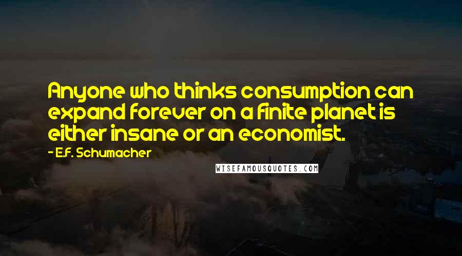 E.F. Schumacher Quotes: Anyone who thinks consumption can expand forever on a finite planet is either insane or an economist.