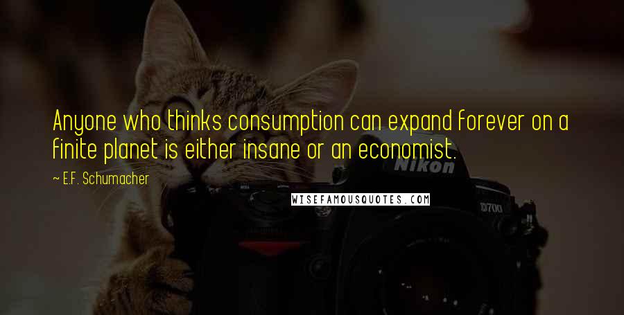 E.F. Schumacher Quotes: Anyone who thinks consumption can expand forever on a finite planet is either insane or an economist.