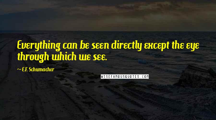 E.F. Schumacher Quotes: Everything can be seen directly except the eye through which we see.