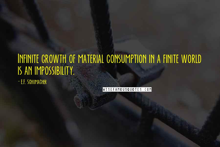 E.F. Schumacher Quotes: Infinite growth of material consumption in a finite world is an impossibility.