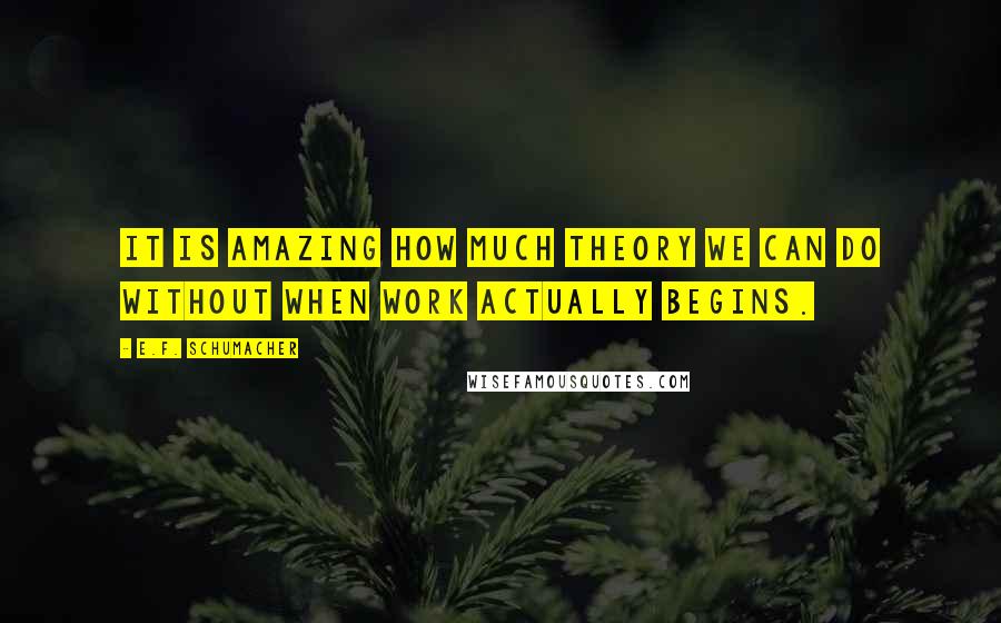 E.F. Schumacher Quotes: It is amazing how much theory we can do without when work actually begins.