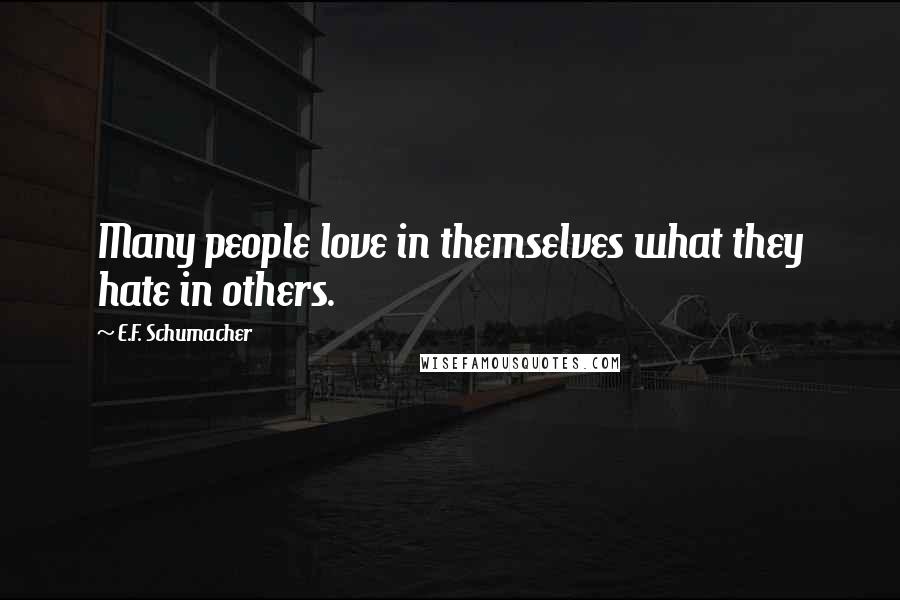 E.F. Schumacher Quotes: Many people love in themselves what they hate in others.