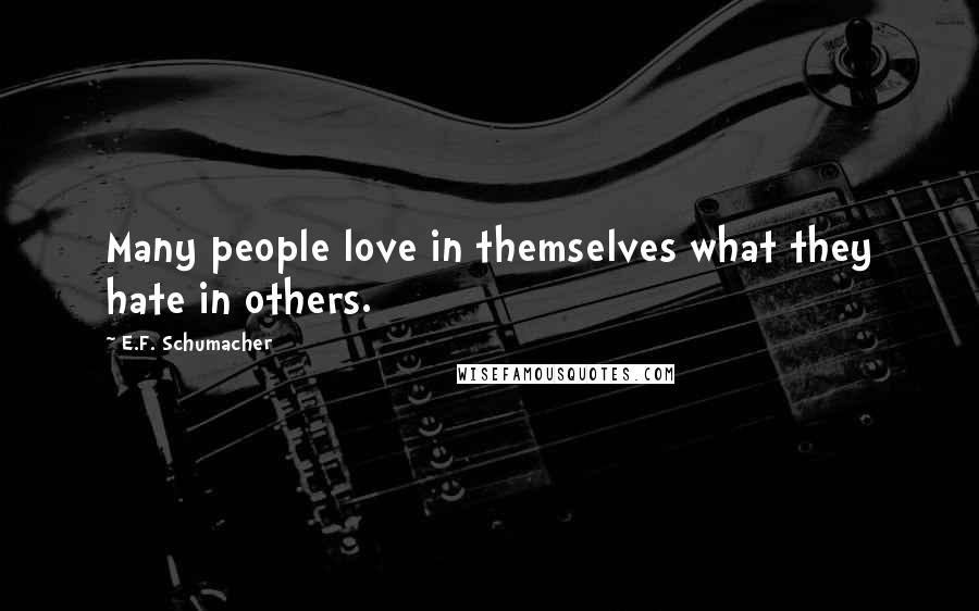 E.F. Schumacher Quotes: Many people love in themselves what they hate in others.