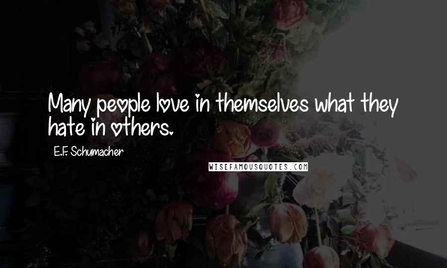 E.F. Schumacher Quotes: Many people love in themselves what they hate in others.