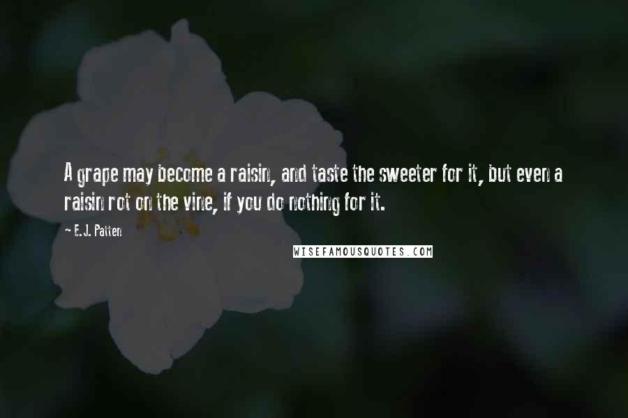 E.J. Patten Quotes: A grape may become a raisin, and taste the sweeter for it, but even a raisin rot on the vine, if you do nothing for it.