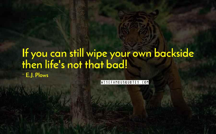 E.J. Plows Quotes: If you can still wipe your own backside then life's not that bad!