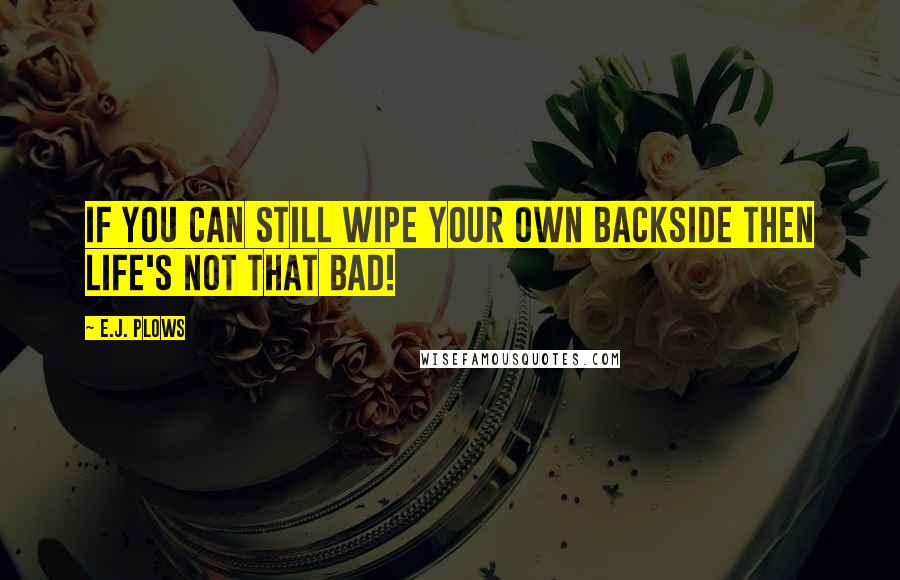 E.J. Plows Quotes: If you can still wipe your own backside then life's not that bad!