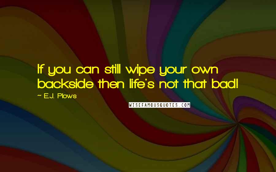 E.J. Plows Quotes: If you can still wipe your own backside then life's not that bad!