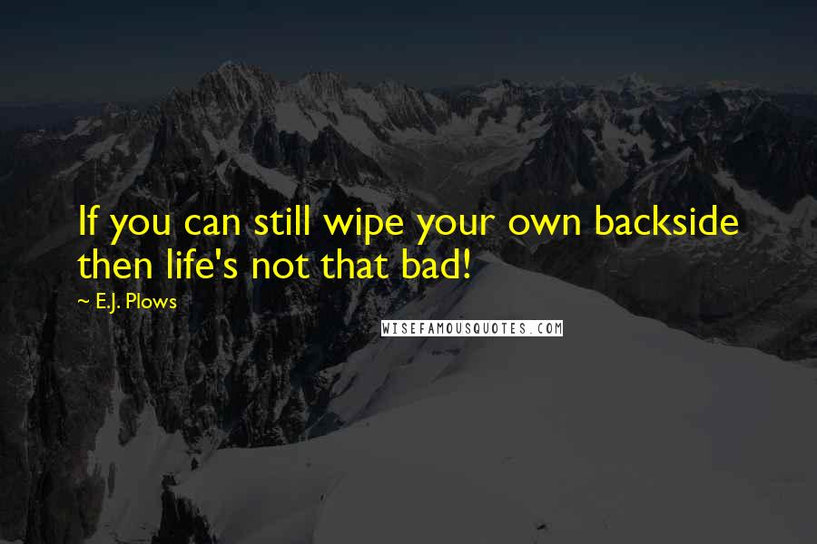 E.J. Plows Quotes: If you can still wipe your own backside then life's not that bad!