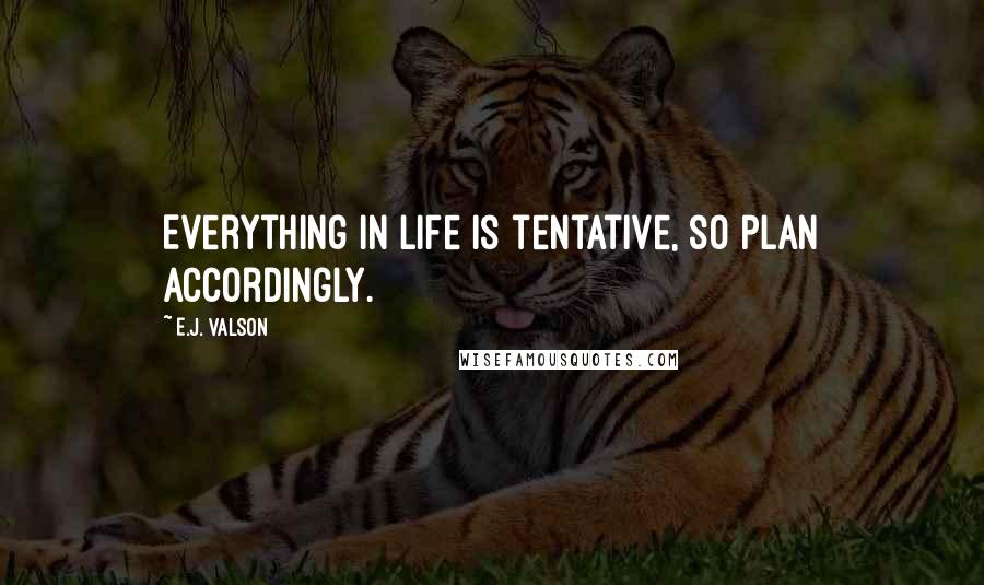 E.J. Valson Quotes: Everything in life is tentative, so plan accordingly.