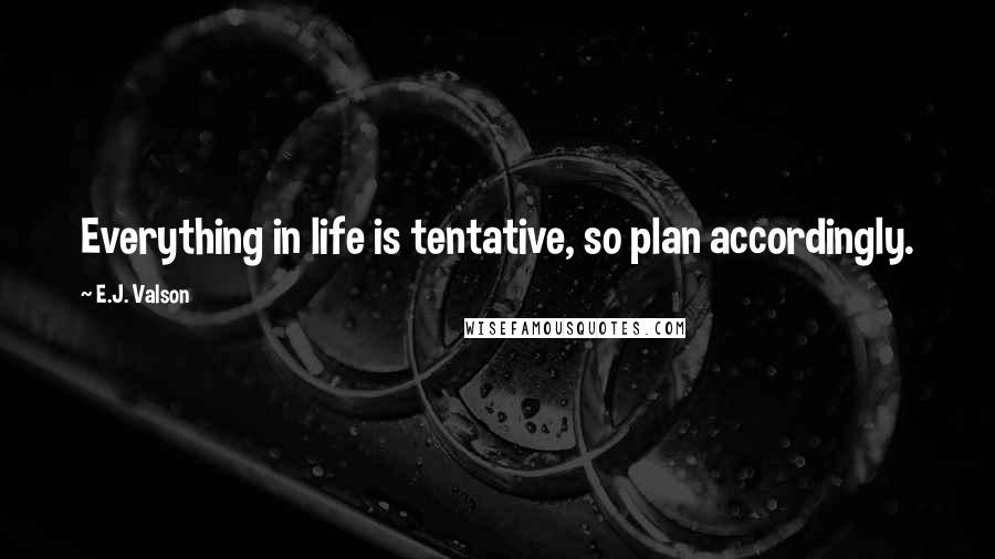 E.J. Valson Quotes: Everything in life is tentative, so plan accordingly.