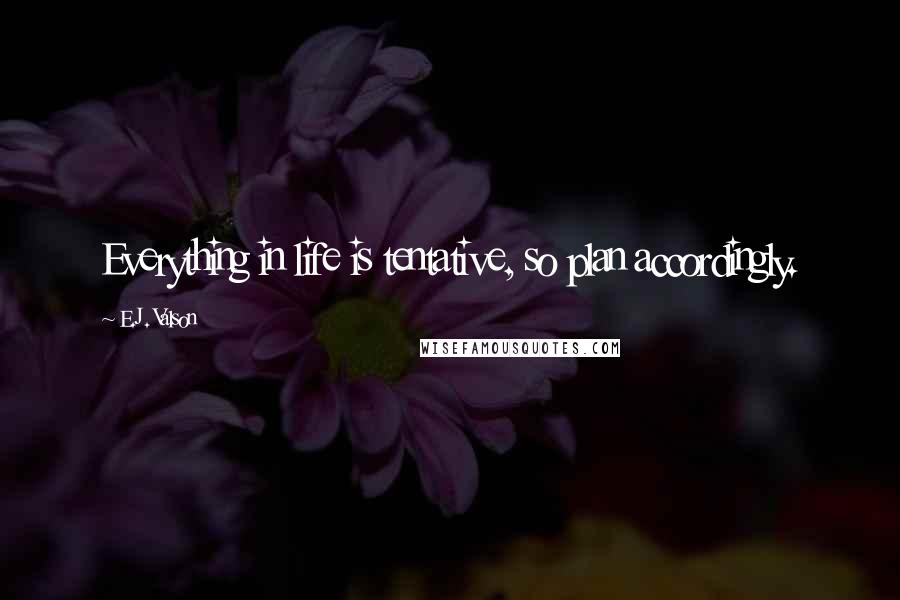 E.J. Valson Quotes: Everything in life is tentative, so plan accordingly.