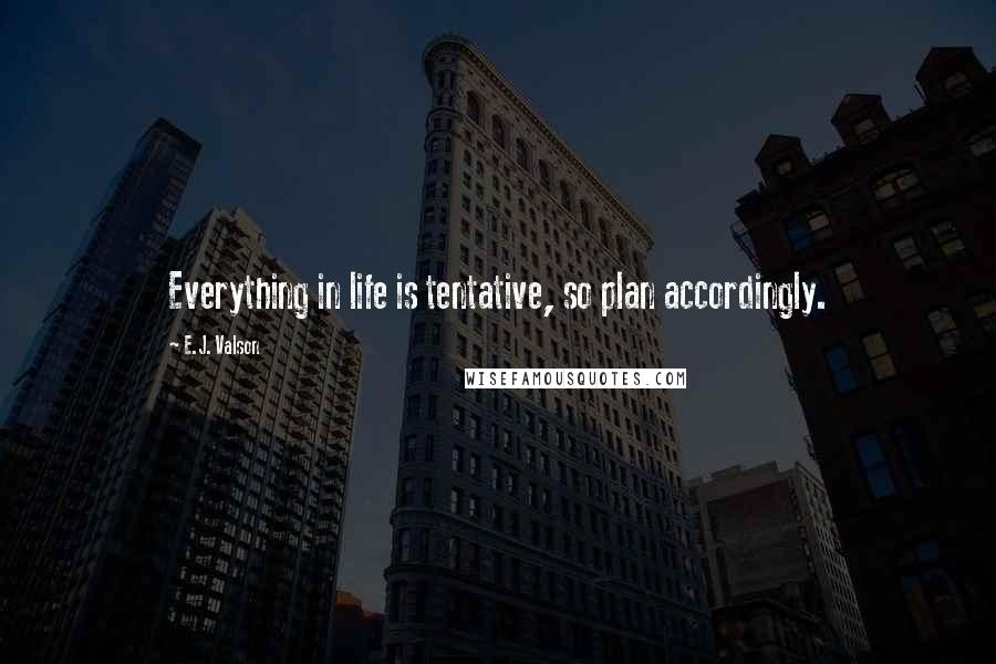 E.J. Valson Quotes: Everything in life is tentative, so plan accordingly.