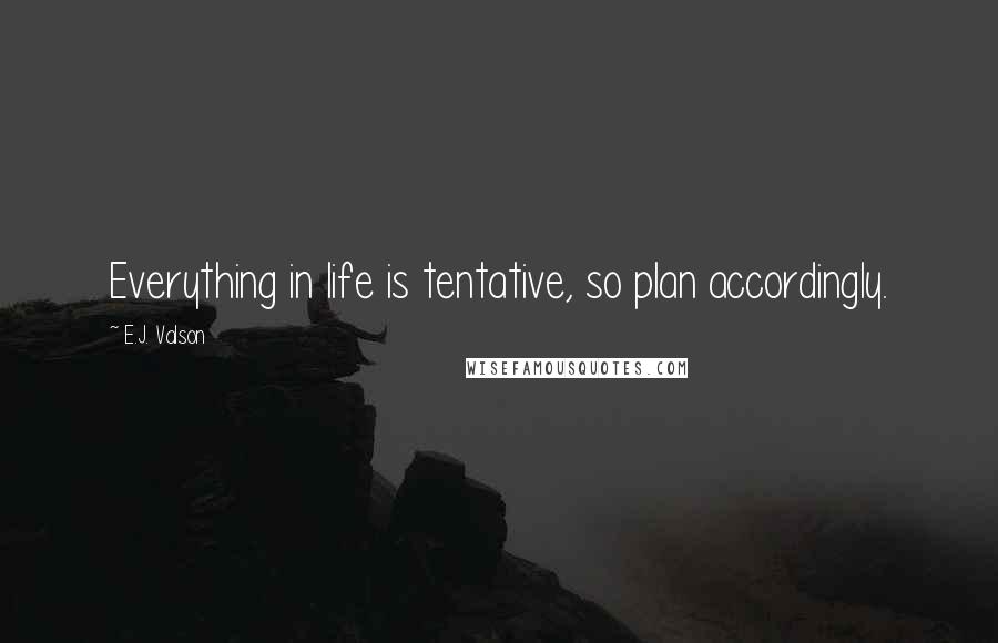 E.J. Valson Quotes: Everything in life is tentative, so plan accordingly.