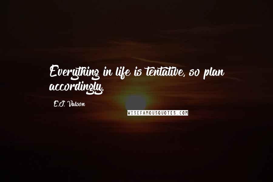 E.J. Valson Quotes: Everything in life is tentative, so plan accordingly.