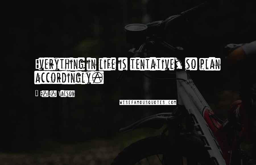 E.J. Valson Quotes: Everything in life is tentative, so plan accordingly.