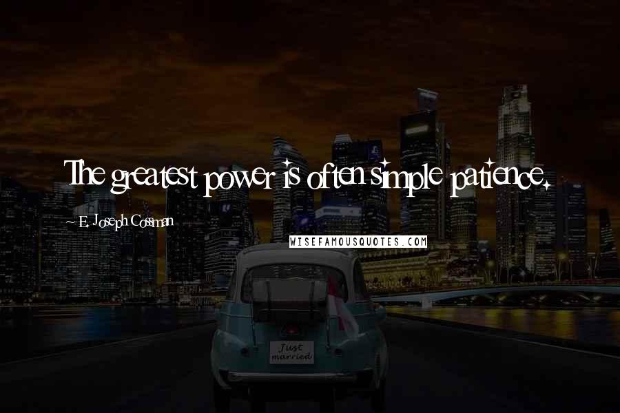 E. Joseph Cossman Quotes: The greatest power is often simple patience.