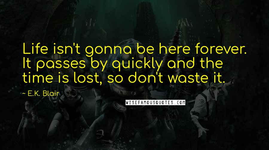 E.K. Blair Quotes: Life isn't gonna be here forever. It passes by quickly and the time is lost, so don't waste it.