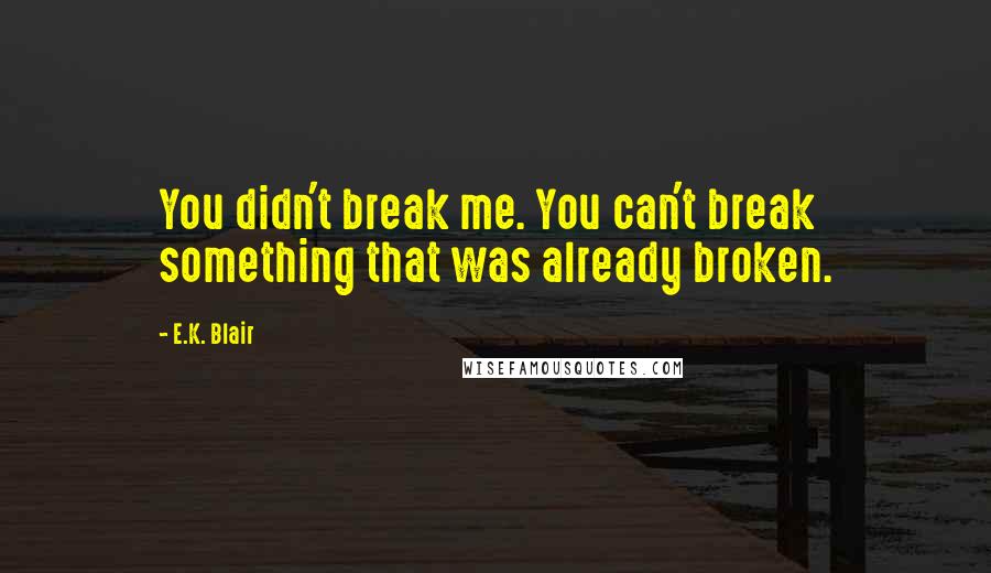E.K. Blair Quotes: You didn't break me. You can't break something that was already broken.