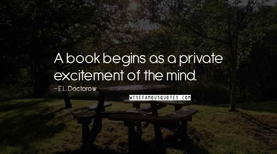 E.L. Doctorow Quotes: A book begins as a private excitement of the mind.