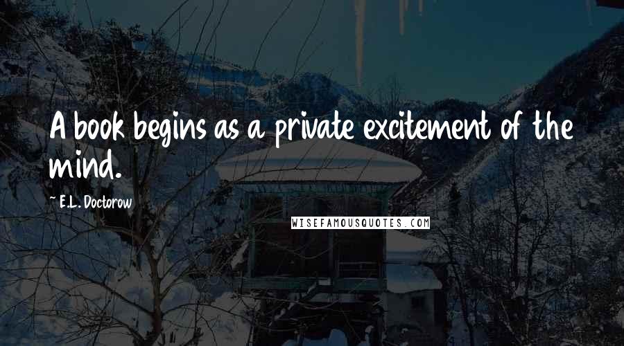 E.L. Doctorow Quotes: A book begins as a private excitement of the mind.