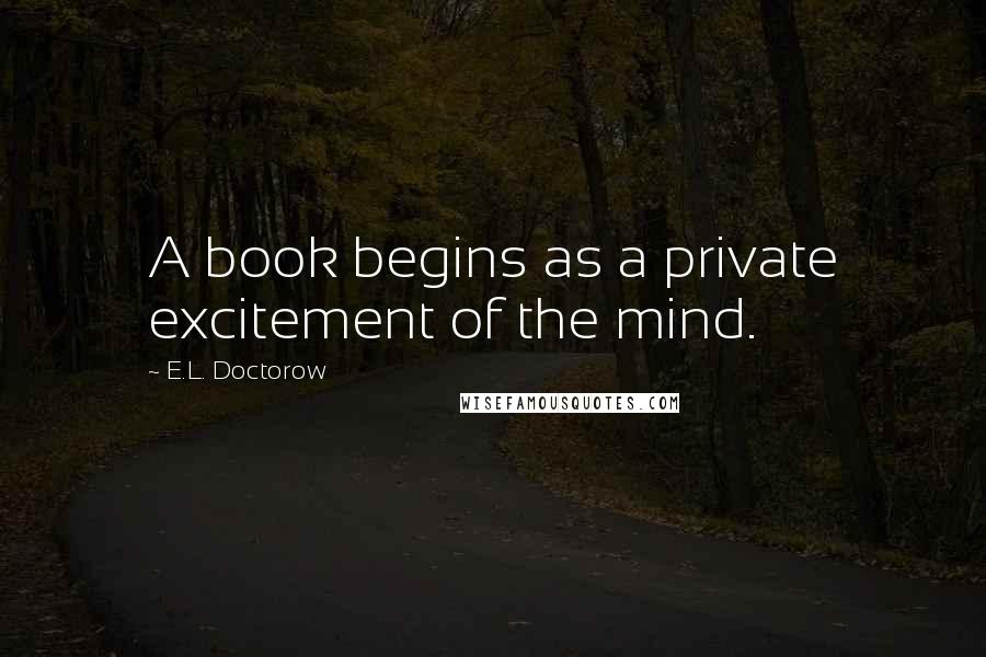 E.L. Doctorow Quotes: A book begins as a private excitement of the mind.